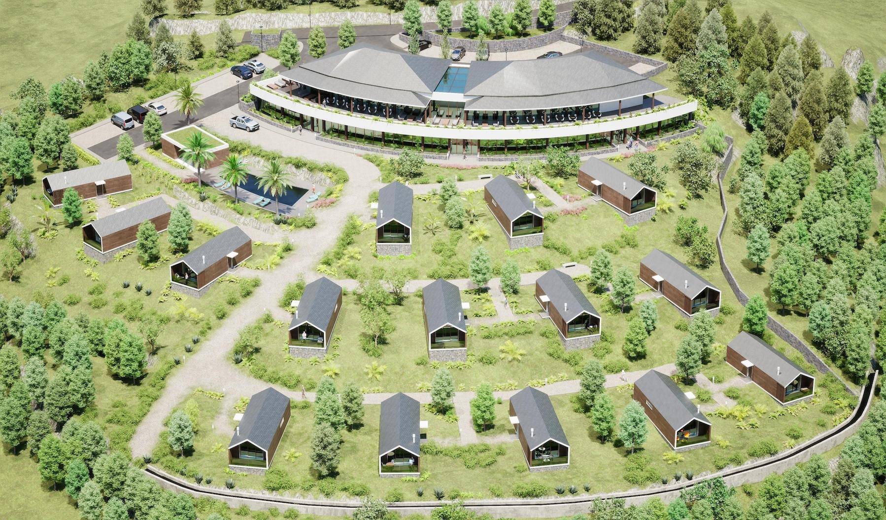 Birds eye view of the property